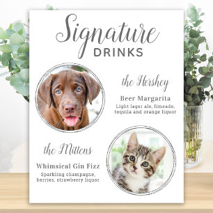 Signatur-Drinks Elegante Silber-Hochzeit Hund Foto Poster