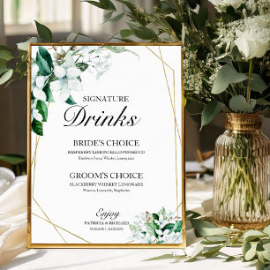 Signatur-Drinks Grünpflanzen Geometrisch Floral El Poster