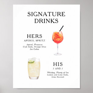 Signatur-Drinks Hochzeits-Cocktail-Menü-Plakat Poster