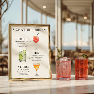 Signatur-Drinks Hochzeits-Cocktail-Plakat Poster