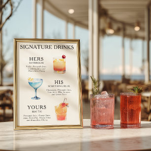 Signatur-Drinks Hochzeits-Cocktail Poster