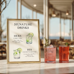 Signatur-Drinks Hochzeits-Cocktail Poster