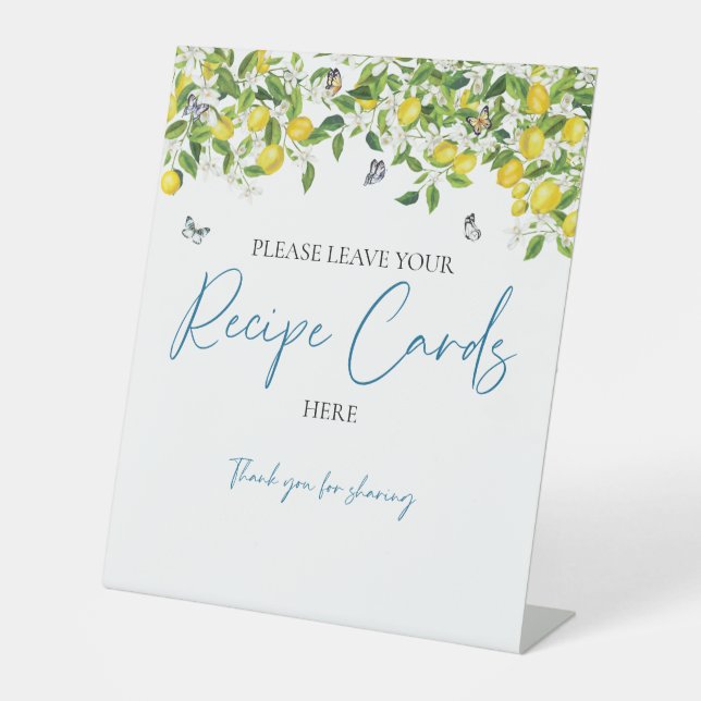 Signatur für Rezeptkarten | Summer Lemons Brautpar Sockelschild (Vorderseite)