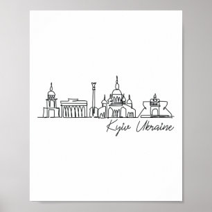 Signatur Kiew Stadt Skyline - Ukraine Souvenir Poster