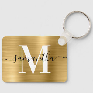 Signatur-Monogramm Goldfolie Foto Rechteck Schlüsselanhänger