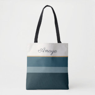 Signatur Name Tote – Eleganter gestreifter Stil