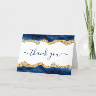 Signatur Schrift Navy Blau und Gold Wasserfarbe Dankeskarte