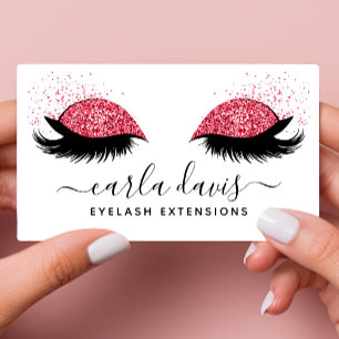 Signatur Schrift Rot Glitter Wimpern Visitenkarte