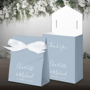 Signatur-Schriftart Dusty Blue Elegante Hochzeit Geschenkschachtel