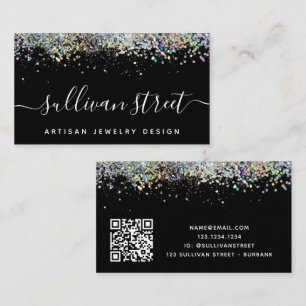Signatur-Script Glitter Glam QR Code Visitenkarte