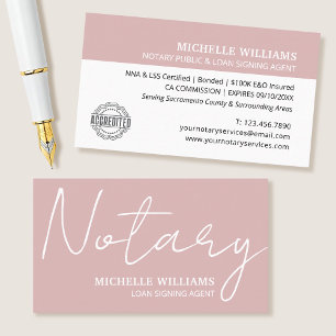 Signatur von Agent-Script-Logos für Notare Rosa Visitenkarte