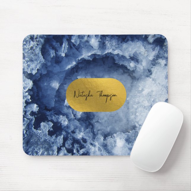Signatur von Blue Gold Foil Sea Crystals Mousepad (Mit Mouse)