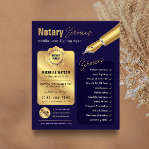 Signatur von Notar-Agenten Briefmarke Navy & Gold- Flyer