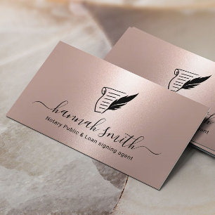 Signatur von Notar-Agenten Quill-Logo-Rose Gold Visitenkarte