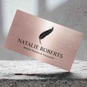 Signatur von Notar-Agenten Rose Gold Quill Pen Log Visitenkarte