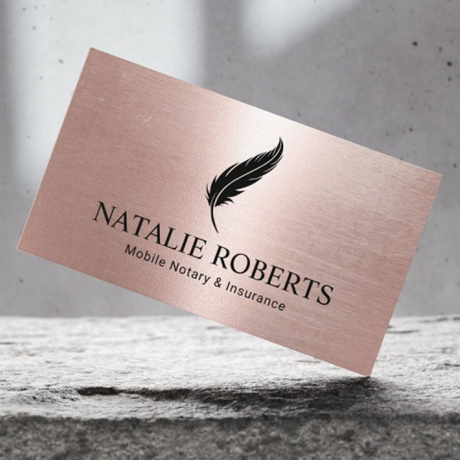 Signatur von Notar-Agenten Rose Gold Quill Pen Log Visitenkarte (Von Creator hochgeladen)