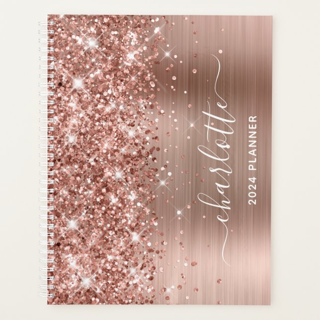 Signatur von Rose-Gold-Glitzer und Folienüberzug Planer (Vorderseite)