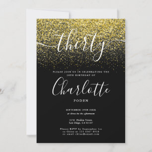 Signature 30. Geburtstag Gold Glitter Konfetti Einladung