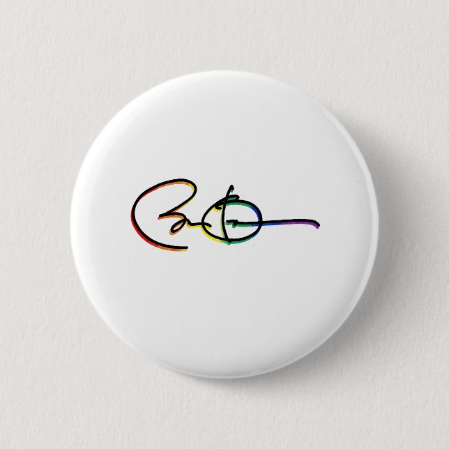 Signature Barack Obama Pride Rainbow - LGBT Politi Button (Vorderseite)