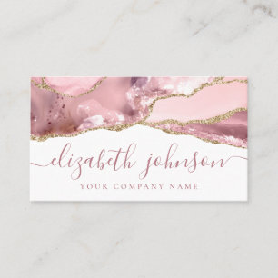 Signature Blush Pink Gold Glitzer Agate Marmor Visitenkarte