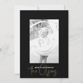 Signature Cheer Chic Black New Years Fotokarte Feiertagskarte