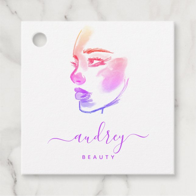 Signature Chic Typography Purple and Beauty QR Geschenkanhänger (Vorderseite)