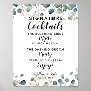 Signature Cocktail Bar eucalyptus Hochzeitssymbol Poster