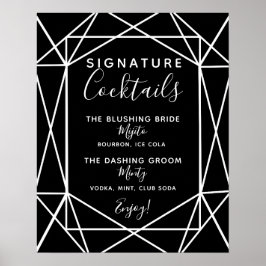 Signature Cocktail Bar Zeichen geometrische Hochze Poster