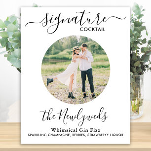 Signature Cocktail Custom Foto Wedding Drink Bar Poster