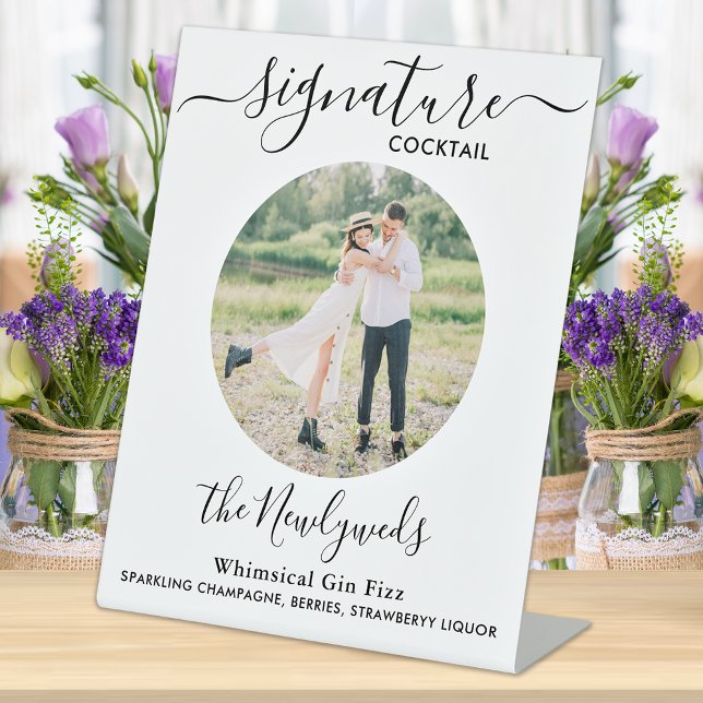 Signature Cocktail Custom Foto Wedding Drink Bar Sockelschild (Von Creator hochgeladen)