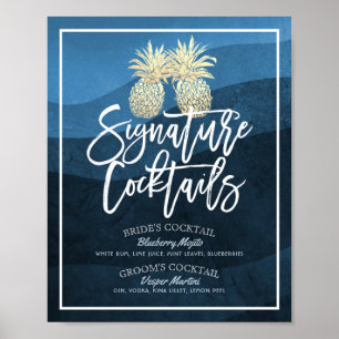 Signature Cocktail Drink Menü Hochzeitsdekor Poste Poster