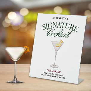 Signature Cocktail Grün & Rot Klasse Sockelschild