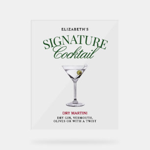 Signature Cocktail Grün und Rot Classy Acrylschild