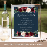 Signature-Cocktail-Menü-Signatur Poster<br><div class="desc">Mit unserem charmanten Hochzeitsschild laden wir Sie ein, eine Lieblingswoche zu erleben. 11x14 Bar signiert mit "Signatur-Cocktails" in Kalligraphie-Schriftzeichen auf einem marineblau-reichen Hintergrund. Personalisieren Sie Ihre Spezialgetränke mit sechs individuellen Textfeldern. Dieses elegante Zeichen ergänzt Ihre Hochzeitseinrichtung und ist mit Blume in den Schmucktönen und botanischer Vegetation geschmückt, die zu unserer...</div>