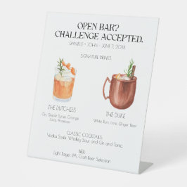 Signature Cocktail Open Bar Wedding Sign Sockelschild