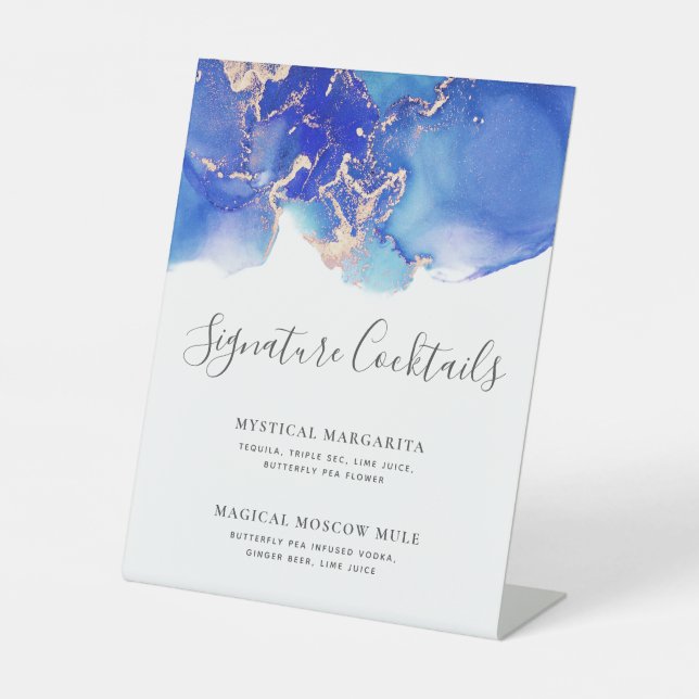 Signature Cocktails Abstrakte Hochzeitmenü-Bar Sockelschild (Vorderseite)