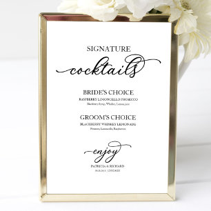Signature Cocktails Chic Black Script Poster