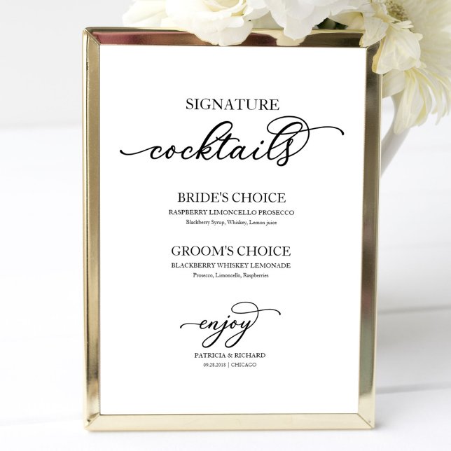 Signature Cocktails Chic Black Script Poster (Von Creator hochgeladen)