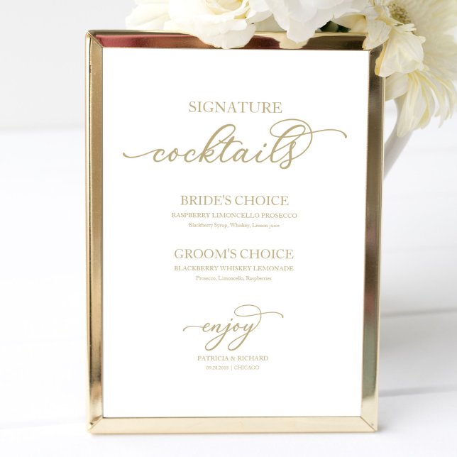 Signature Cocktails Chic Gold Script Poster (Von Creator hochgeladen)