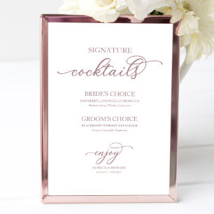 Signature-Cocktails Chic Roe Gold-Schriftzug Poster