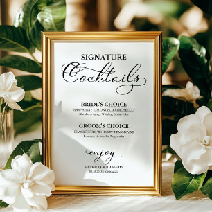 Signature-Cocktails Elegante Hochzeitstafel Poster