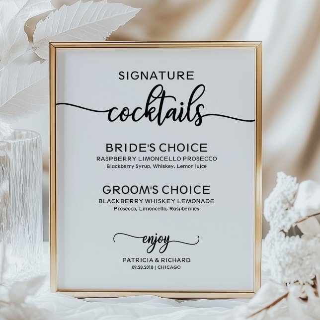 Signature-Cocktails Elegantes Script-Hochzeitssymb Poster (Von Creator hochgeladen)