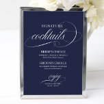 Signature Cocktails Navy Blue Wedding Signature Poster<br><div class="desc">Signature Cocktails Navy Blue Wedding Signature</div>