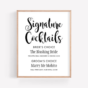 Signature-Cocktails-Plakat-Schild   Schwarze Schri Poster