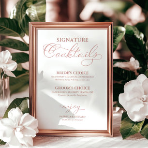 Signature Cocktails Rose Gold Foil Hochzeitszeiche Poster