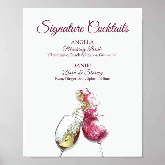 Signature Cocktails Roter und Weißer Wein Tanz Poster (Vorne)
