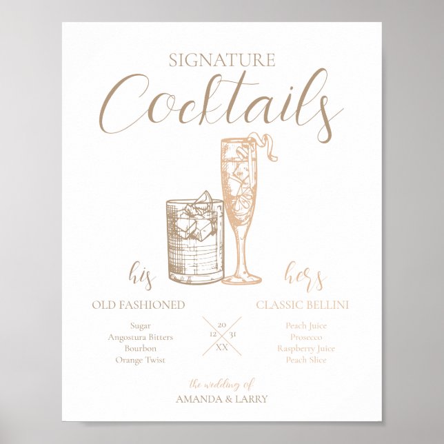 Signature Cocktails Zeichen für neutrale Farbe Poster (Vorne)
