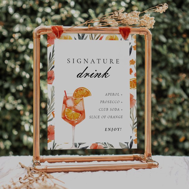 Signature Drink Aperol Bridal Shower Sign Poster (Von Creator hochgeladen)