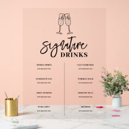 Signature Drink Bar Menu Akryllische Unterschrift Acrylschild
