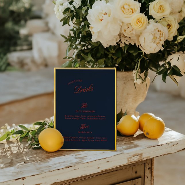 Signature Drink Deep Blue Black & Red Wedding Menü (Signature Drink Deep Blue Black & Red Wedding Menu)